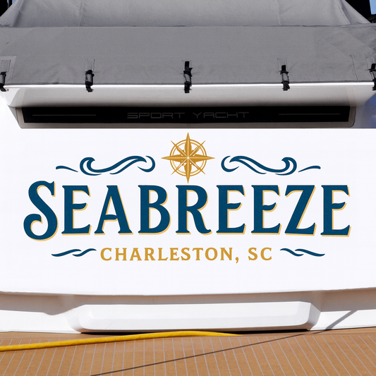 Custom Boat Stern Decal Sticker Sign | Boat Stern Name & Hailing City (Port) Sign