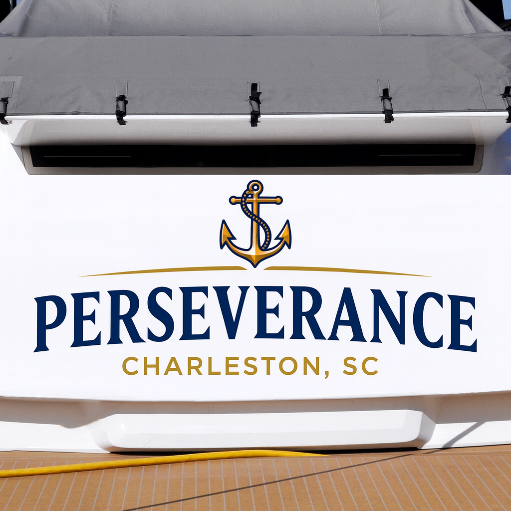 Custom Boat Stern Decal Sticker Sign | Boat Stern Name & Hailing City (Port) Sign