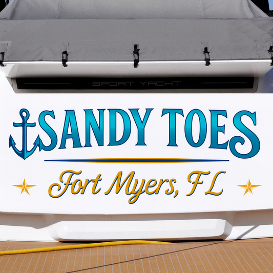 Custom Boat Stern Decal Sticker Sign | Boat Stern Name & Hailing City (Port) Sign