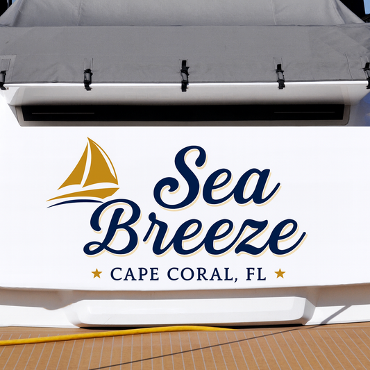 Custom Boat Stern Decal Sticker Sign | Boat Stern Name & Hailing City (Port) Sign
