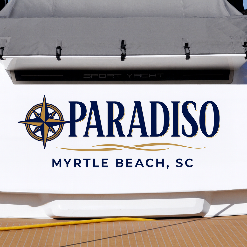 Custom Boat Stern Decal Sticker Sign | Boat Stern Name & Hailing City (Port) Sign
