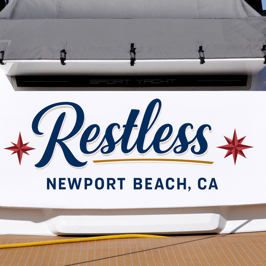 Custom Boat Stern Decal Sticker Sign | Boat Stern Name & Hailing City (Port) Sign