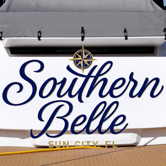 Custom Boat Stern Decal Sticker Sign | Boat Stern Name & Hailing City (Port) Sign