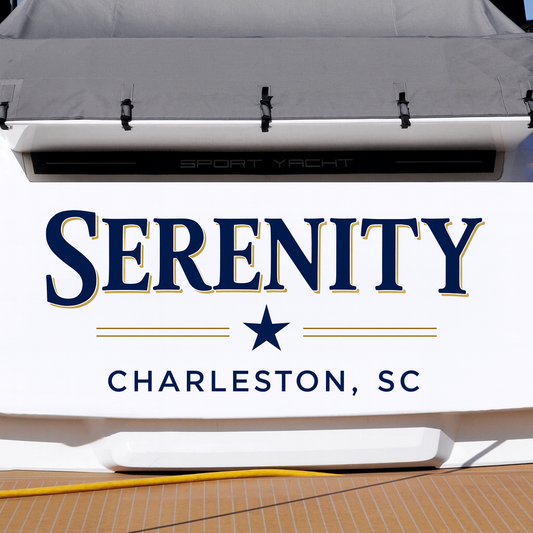 Custom Boat Stern Decal Sticker Sign | Boat Stern Name & Hailing City (Port) Sign