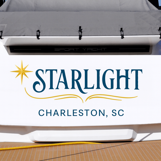 Custom Boat Stern Decal Sticker Sign | Boat Stern Name & Hailing City (Port) Sign
