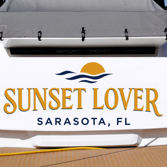 Custom Boat Stern Decal Sticker Sign | Boat Stern Name & Hailing City (Port) Sign