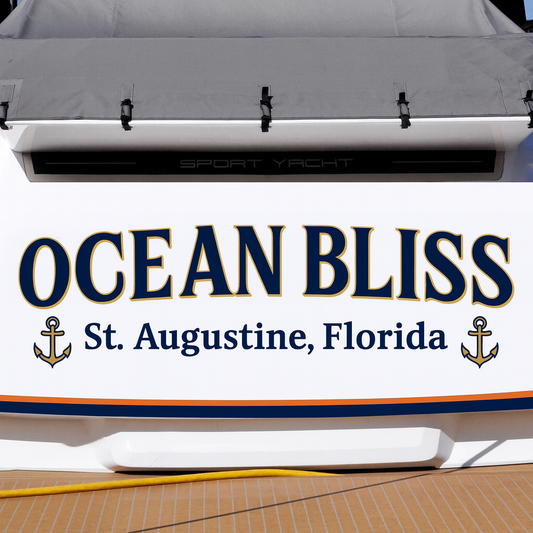 Custom Boat Stern Decal Sticker Sign | Boat Stern Name & Hailing City (Port) Sign