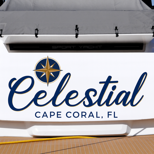 Custom Boat Stern Decal Sticker Sign | Boat Stern Name & Hailing City (Port) Sign