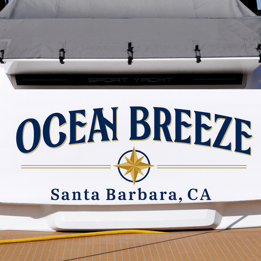 Custom Boat Stern Decal Sticker Sign | Boat Stern Name & Hailing City (Port) Sign