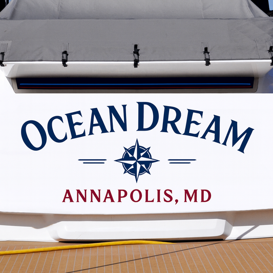 Custom Boat Stern Decal Sticker Sign | Boat Stern Name & Hailing City (Port) Sign