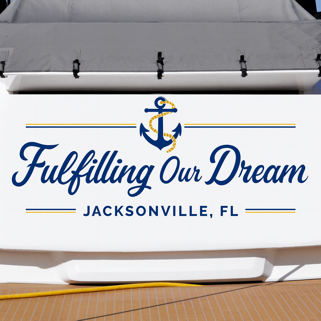 Custom Boat Stern Decal Sticker Sign | Boat Stern Name & Hailing City (Port) Sign