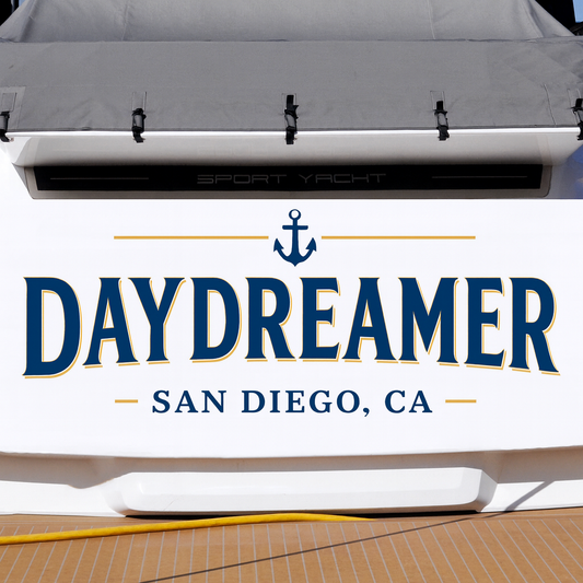 Custom Boat Stern Decal Sticker Sign | Boat Stern Name & Hailing City (Port) Sign