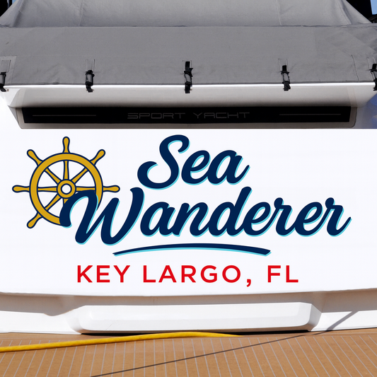 Custom Boat Stern Decal Sticker Sign | Boat Stern Name & Hailing City (Port) Sign