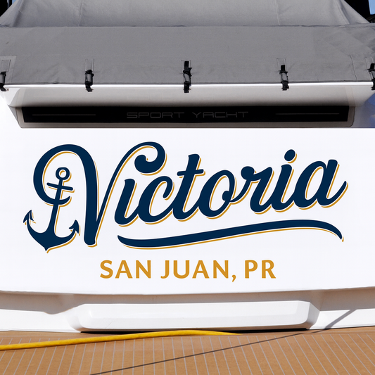 Custom Boat Stern Decal Sticker Sign | Boat Stern Name & Hailing City (Port) Sign