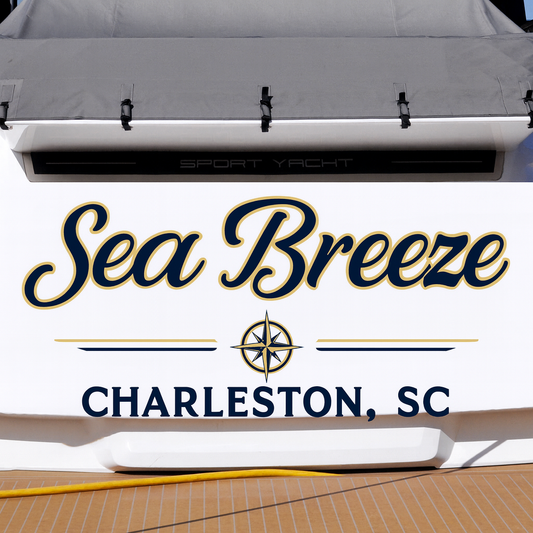 Custom Boat Stern Decal Sticker Sign | Boat Stern Name & Hailing City (Port) Sign