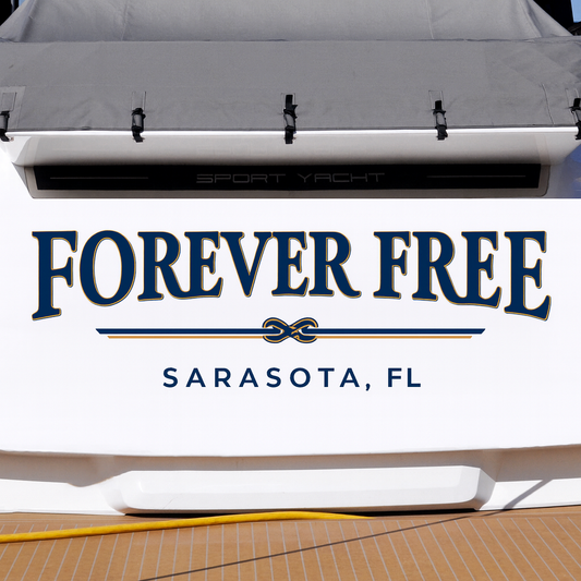 Custom Boat Stern Decal Sticker Sign | Boat Stern Name & Hailing City (Port) Sign