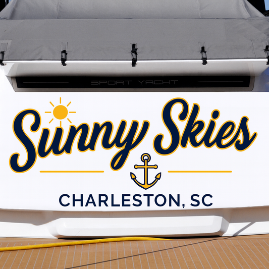 Custom Boat Stern Decal Sticker Sign | Boat Stern Name & Hailing City (Port) Sign