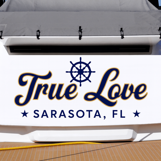 Custom Boat Stern Decal Sticker Sign | Boat Stern Name & Hailing City (Port) Sign