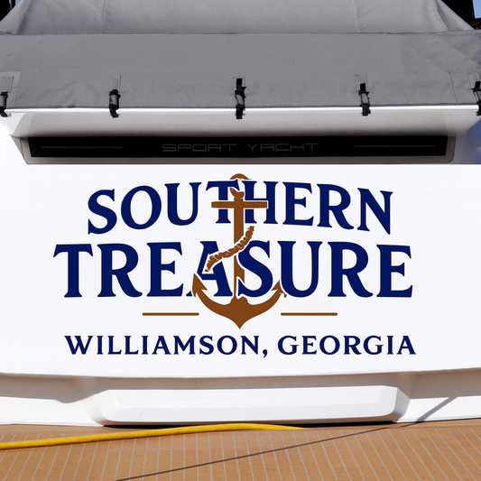 Custom Boat Stern Decal Sticker Sign | Boat Stern Name & Hailing City (Port) Sign