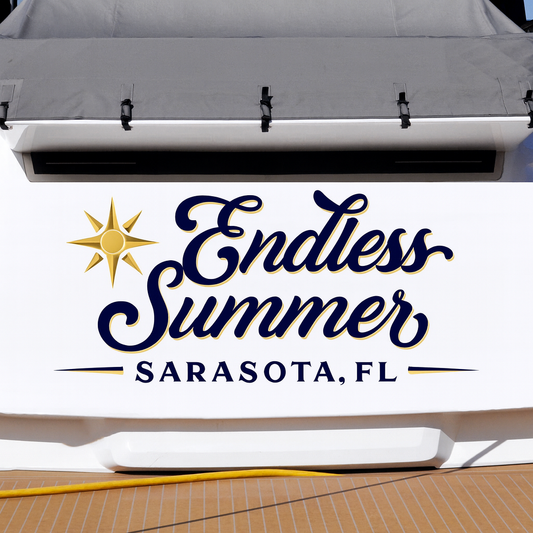 Custom Boat Stern Decal Sticker Sign | Boat Stern Name & Hailing City (Port) Sign