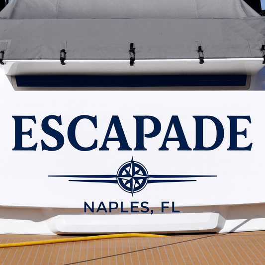 Custom Boat Stern Decal Sticker Sign | Boat Stern Name & Hailing City (Port) Sign
