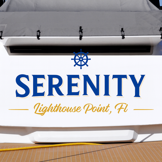 Custom Boat Stern Decal Sticker Sign | Boat Stern Name & Hailing City (Port) Sign