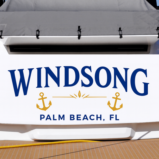 Custom Boat Stern Decal Sticker Sign | Boat Stern Name & Hailing City (Port) Sign