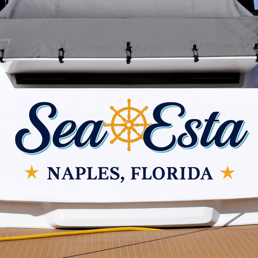 Custom Boat Stern Decal Sticker Sign | Boat Stern Name & Hailing City (Port) Sign