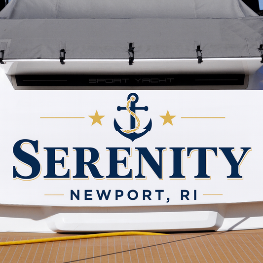 Custom Boat Stern Decal Sticker Sign | Boat Stern Name & Hailing City (Port) Sign