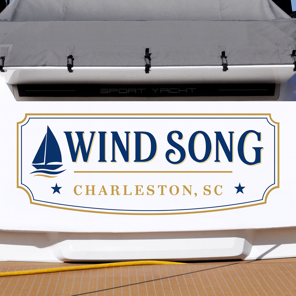 Custom Boat Stern Decal Sticker Sign | Boat Stern Name & Hailing City (Port) Sign