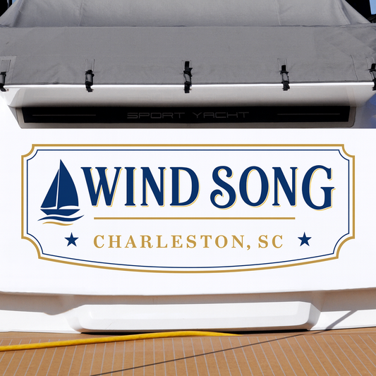 Custom Boat Stern Decal Sticker Sign | Boat Stern Name & Hailing City (Port) Sign