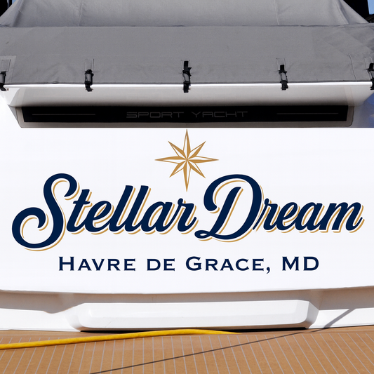 Custom Boat Stern Decal Sticker Sign | Boat Stern Name & Hailing City (Port) Sign