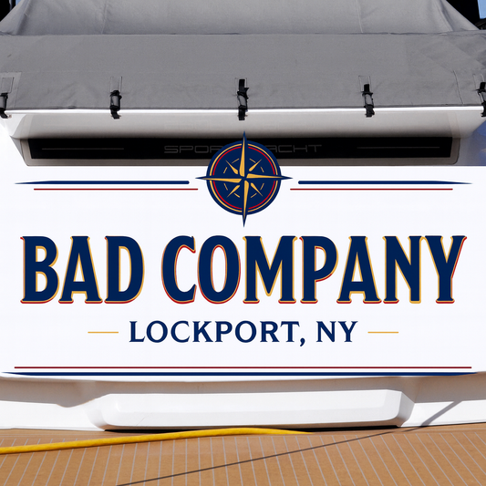 Custom Boat Stern Decal Sticker Sign | Boat Stern Name & Hailing City (Port) Sign
