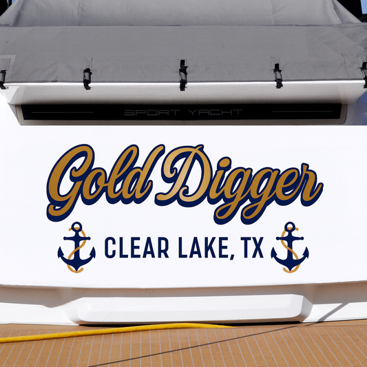 Custom Boat Stern Decal Sticker Sign | Boat Stern Name & Hailing City (Port) Sign