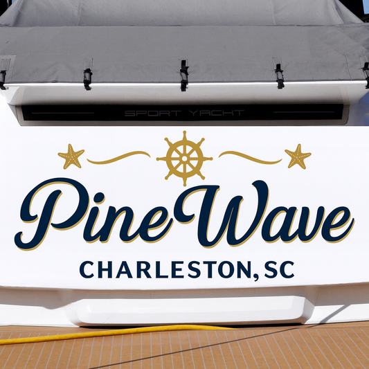 Custom Boat Stern Decal Sticker Sign | Boat Stern Name & Hailing City (Port) Sign