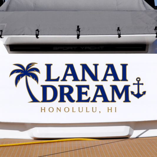Custom Boat Stern Decal Sticker Sign | Boat Stern Name & Hailing City (Port) Sign