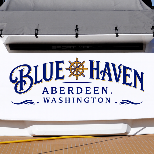 Custom Boat Stern Decal Sticker Sign | Boat Stern Name & Hailing City (Port) Sign