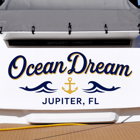 Custom Boat Stern Decal Sticker Sign | Boat Stern Name & Hailing City (Port) Sign