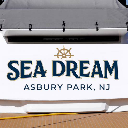 Custom Boat Stern Decal Sticker Sign | Boat Stern Name & Hailing City (Port) Sign