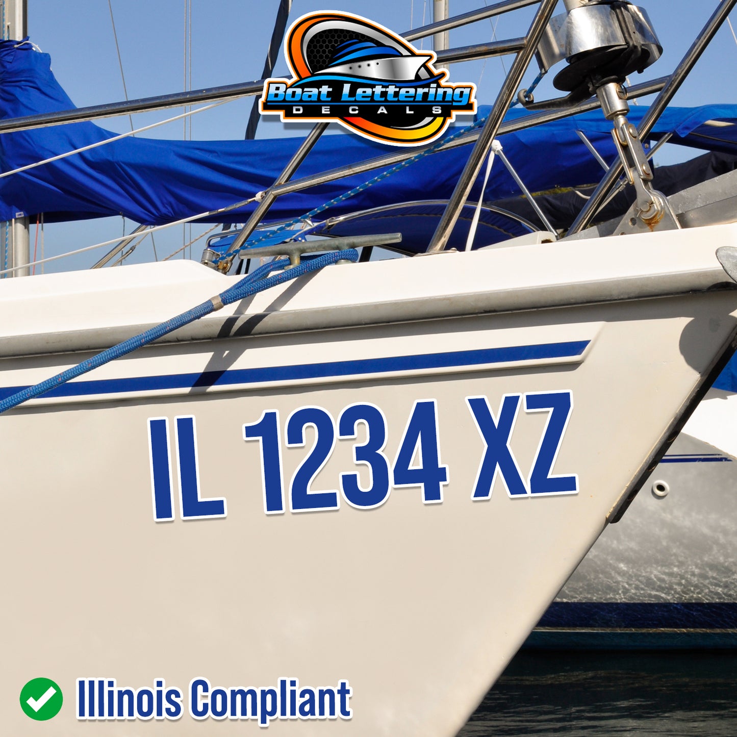 Custom Boat Vessel Registration Number Decal Sticker Lettering Regulation Sign (Set of 2)