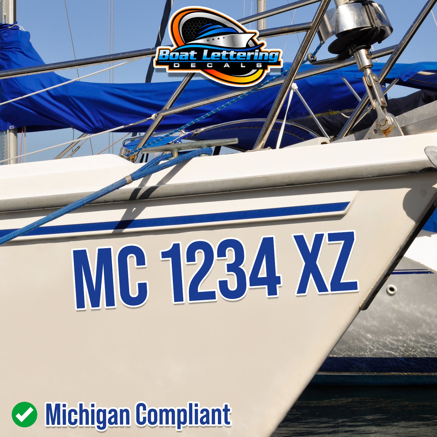 Custom Boat Vessel Registration Number Decal Sticker Lettering Regulation Sign (Set of 2)